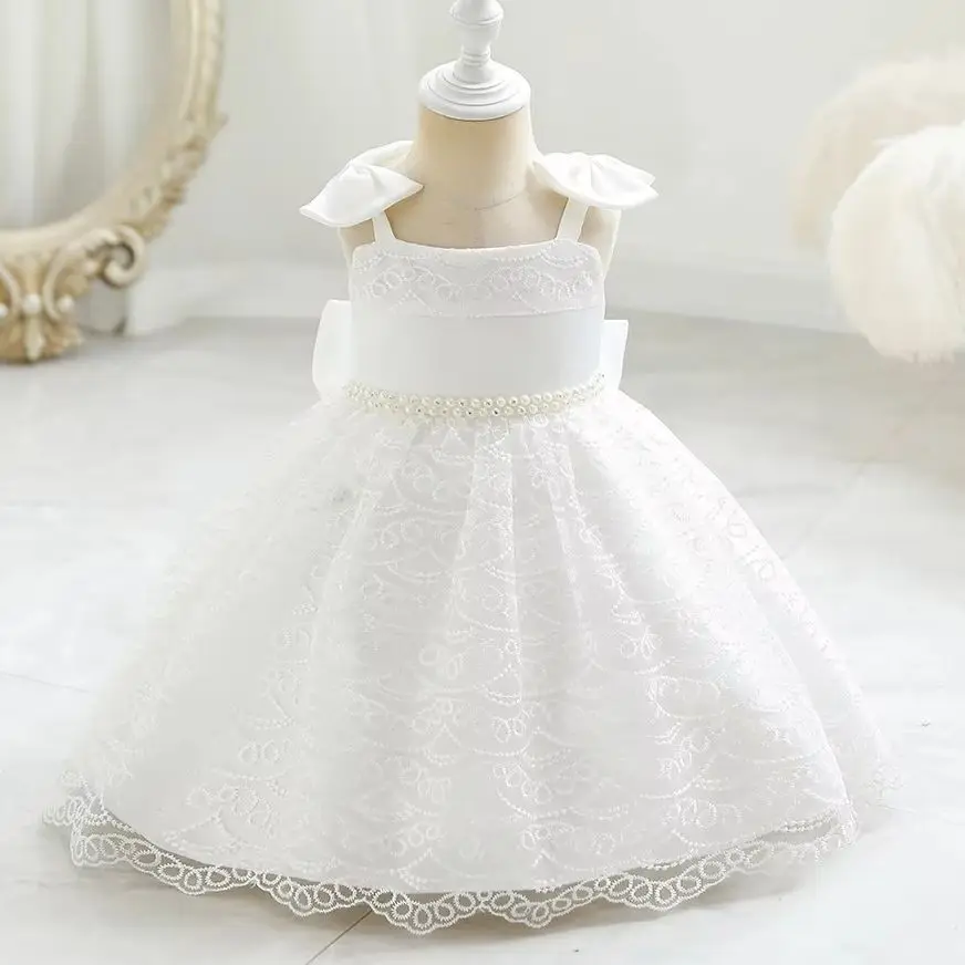 

Elegant Kids Lace Big Bow Sleeve Princess Dress For Baby Girls Birthday Baptism Wedding Party Infant First Communion Gown