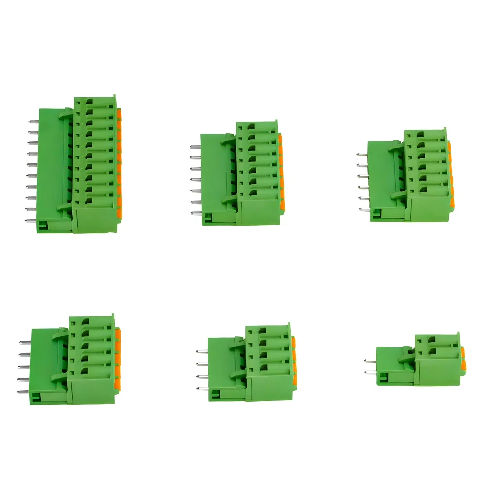 5 Sets 2EDGKD 5.08mm Plug-In Terminal Block Push Spring PCB Connector Right Angle & Straight Needle 2P 3P Pin Header Socket