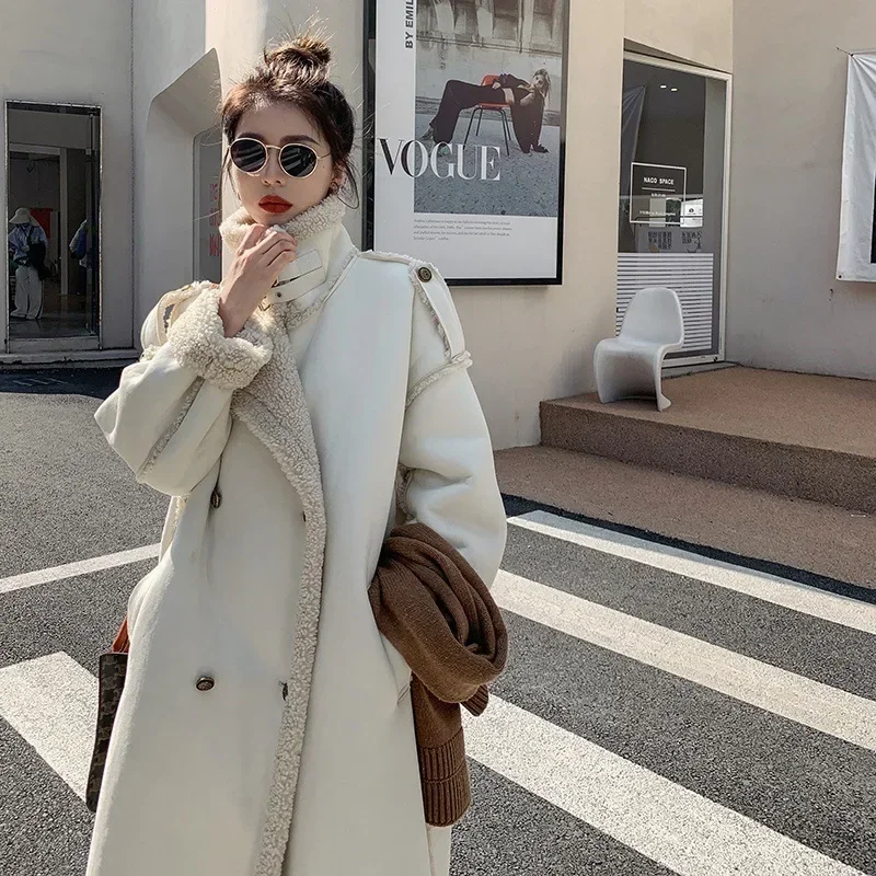 Long Wool Coats Women Maxi Coat Turn Down Collar Blends Elegant Jacket Thick Warm Casual Splice Autumn Winter Jackets Blends