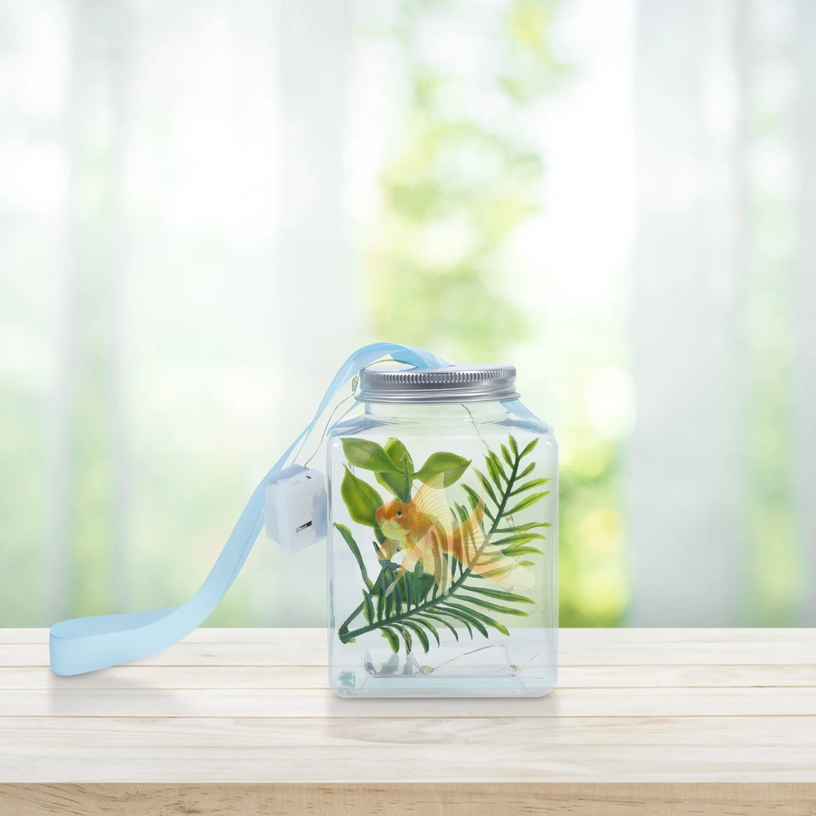 

1 set Glowing Fish Tank Led Small Plastic Aquarium For Desktop Home Office Decorative Fish Bowl Lightweight Tank For Goldfish