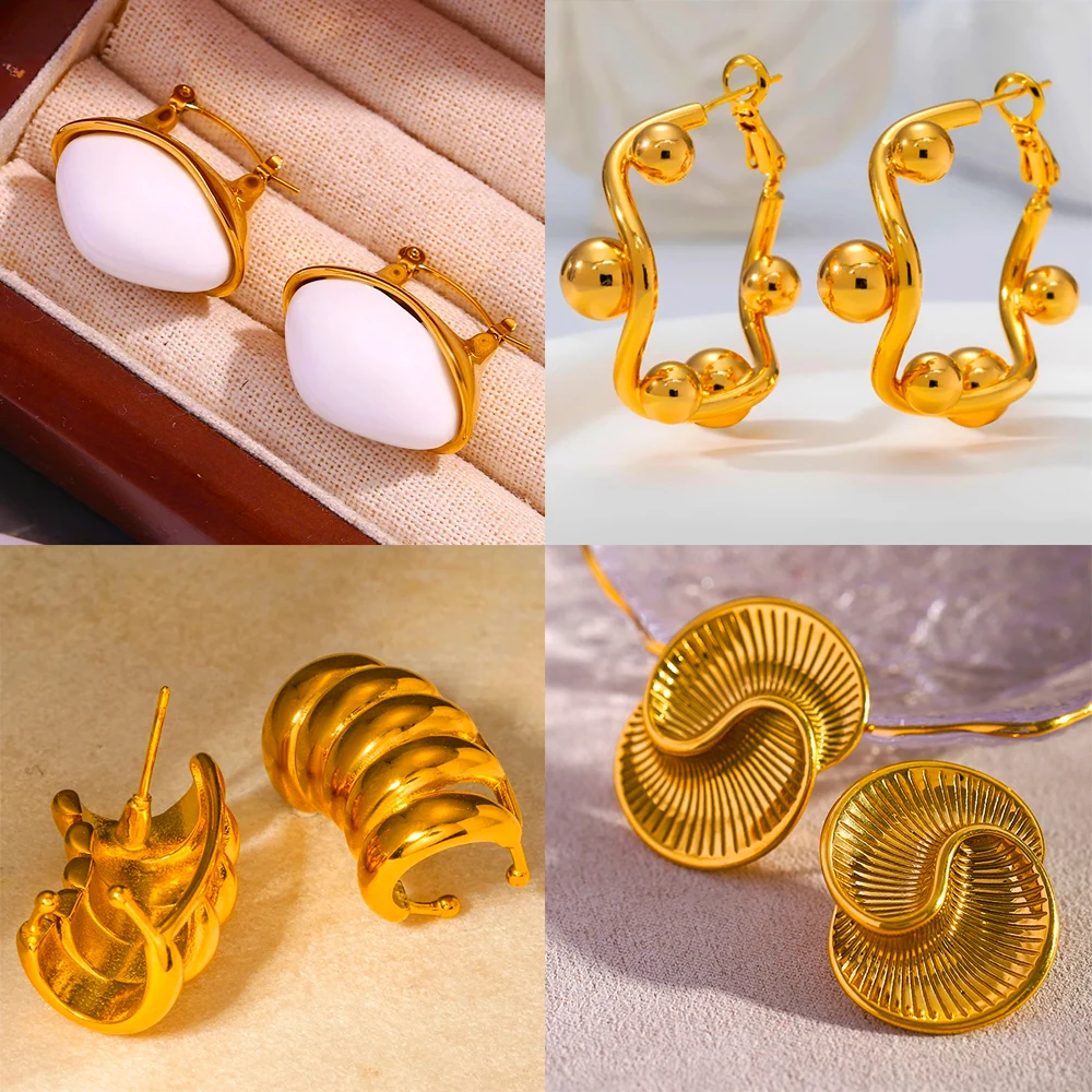 Vintage Golden Color Ear Earrings for Women Bohemian Style Irregular Circular Ear Accessories Highlighting Temperament Earrings