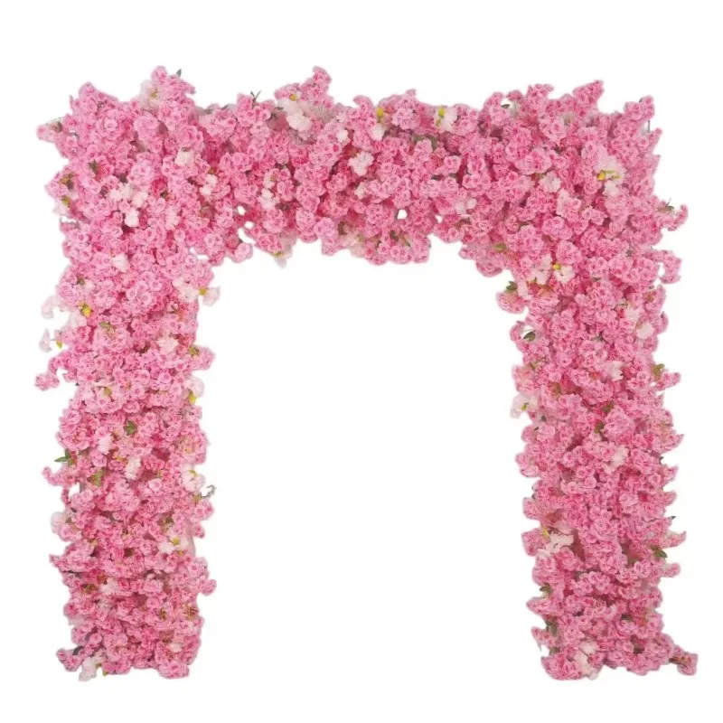 Pink Silk Artificial Flower Arch Wedding Ceremony Background Party Hotel