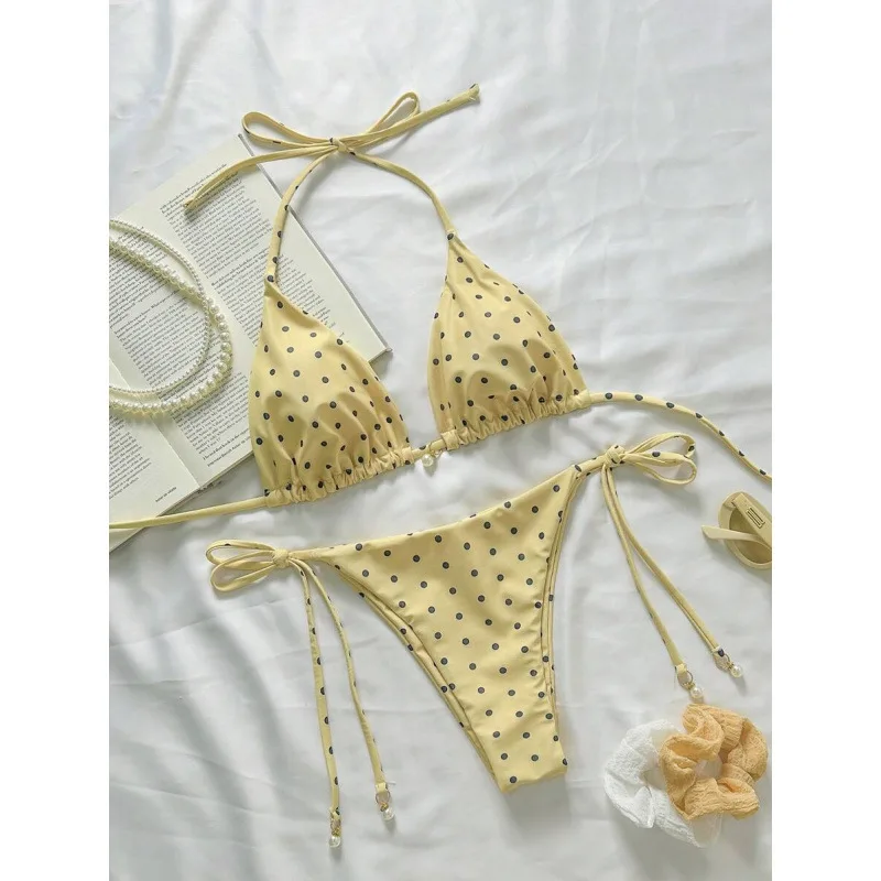 

Polka Dot Bikini Set B 27241 round Dot Separate Swimsuit Neutral Style Casual Pants for Women Spring Season Other Material 100%