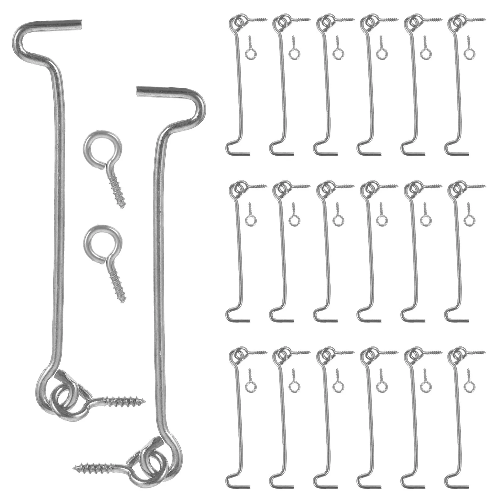 20 مجموعة من الفولاذ المقاوم للصدأ لباب النافذة، مزلاج خطاف المقصورة المتين مع قضيب دعم، مزلاج بوابة مقاوم للرياح للداخل