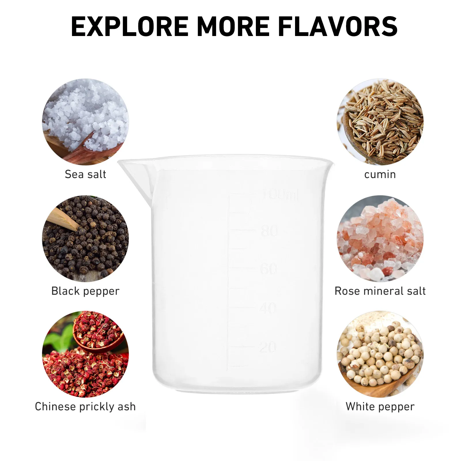 20Pcs 100Ml PP Plastic Laboratory Measuring Beakers Graduated Liquid Containers for Home Baking Science Acid Alkali Resistant