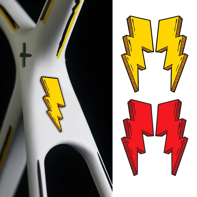 2-teiliges Lightning Bolt Fahrradaufkleber-Set, mehrfarbiger, wasserfester Vinyl-Aufkleber für Fahrradrahmen, Auto, Laptop, Helm