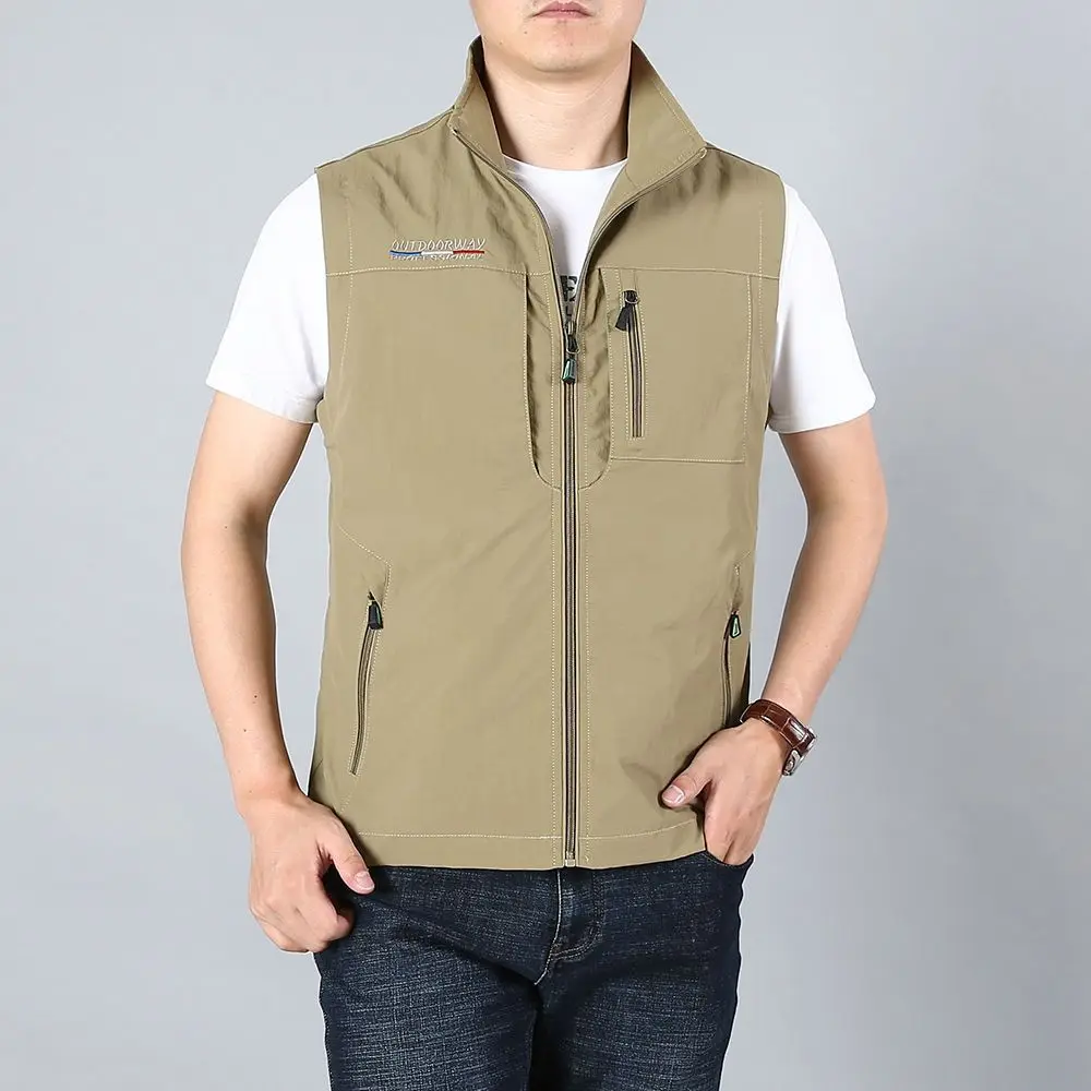 

Spring Autumn New Men's Outdoor High Quality Casual Vest Trendy Comfortable Versatile Outdoor Windproof Warm Tank Leather Vest