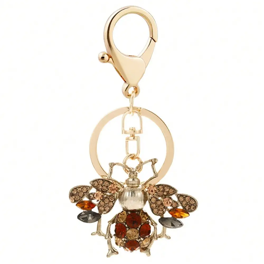 Niedlicher Kleiner Bienen-Schlüsselanhänger Kreatives Geschenk Modischer Strass-Autoanhänger Schlüsselanhänger Damen-Taschenanhänger – Detail 3