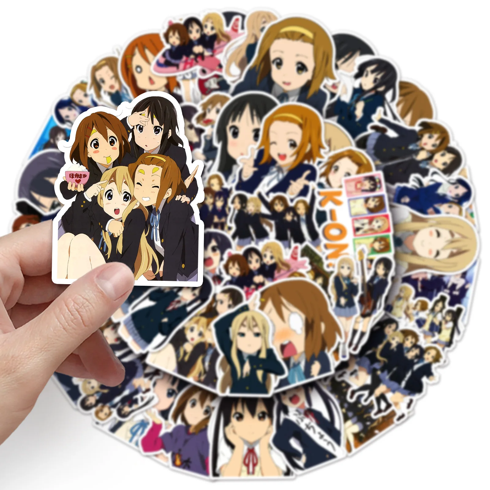 50 pezzi Anime K-ON! Adesivi Graffiti serie adatti per caschi per Laptop decorazione Desktop adesivi fai da te giocattoli all'ingrosso