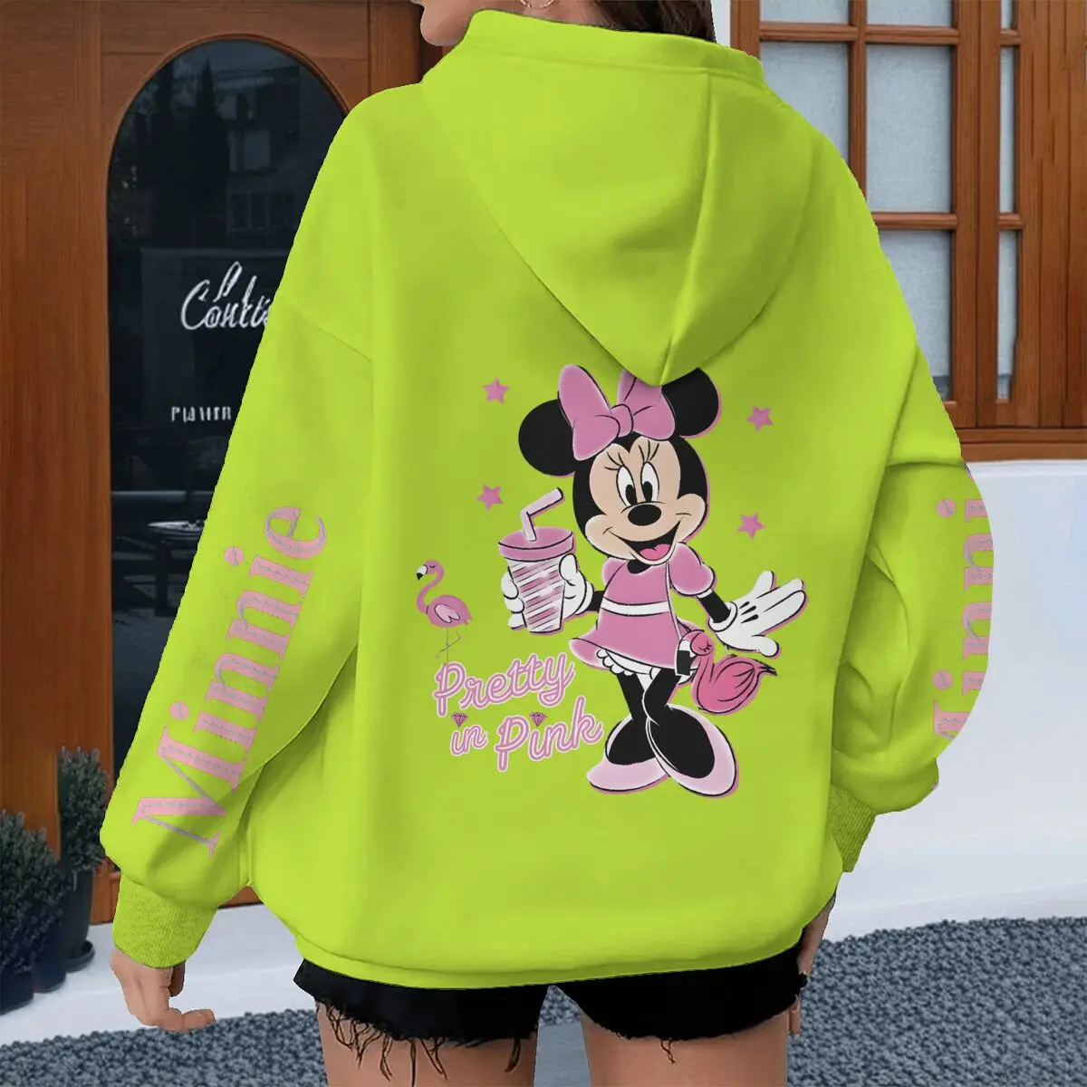 เสื้อฮู้ดลายมินนี่เมาส์ Y2K สำหรับฤดูใบไม้ผลิและฤดูใบไม้ร่วง ลายการ์ตูนมิกกี้เมาส์ เสื้อฮู้ดลำลองสำหรับผู้หญิง ดีไซน์อนิเมะ เสื้อฮู้ดสำหรับสาวๆ ของขวัญ