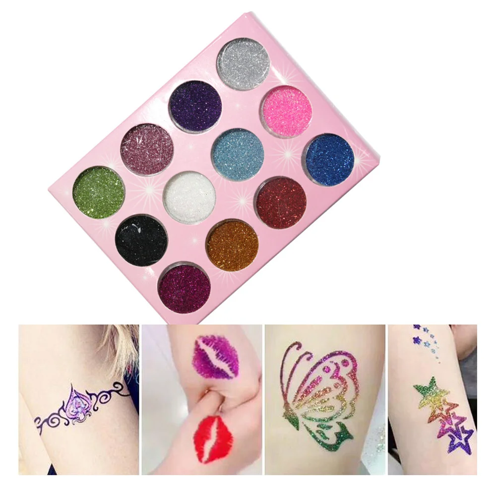 12 stuks waterdichte tijdelijke body glitter glans poeder voor kunst ambachten epoxy klei scrapbooking geschenken vent bal