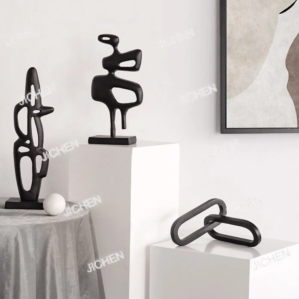 

Neu Aluminum Black Irregular Hollow Abstract Metal Ornament Modern Model Room Exhibition Hall Geometric Ornament