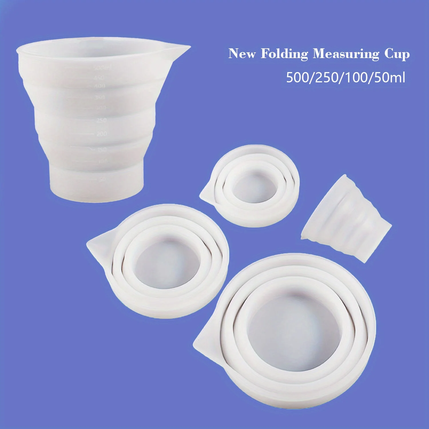 50-500ml Foldable Silicone Measuring Cup Multi-spec Portable Liquid Container Silicone Mixing Cup For DIY Epoxy Resin Jewelry H