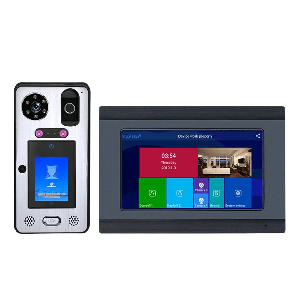 7 inch Wifi Face Recognition Fingerprint IC Video Door Phone Intercom System with 1080P Camera Support Remote APP unlocking