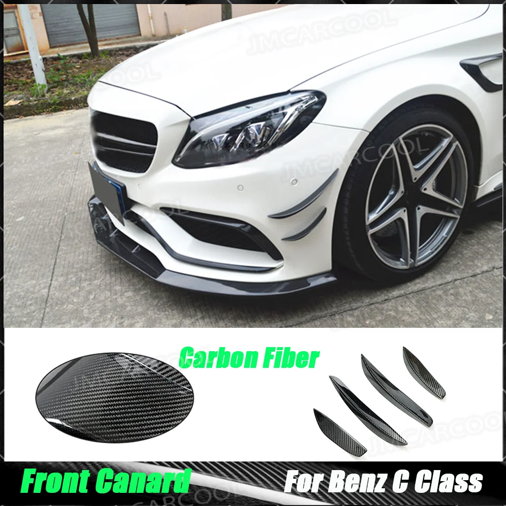 

Carbon Fiber Car Bumper Side Splitters Fins Trims Winglet For Mercedes Benz C Class W205 C63 AMG C205 C300 Sedan Coupe 15-17