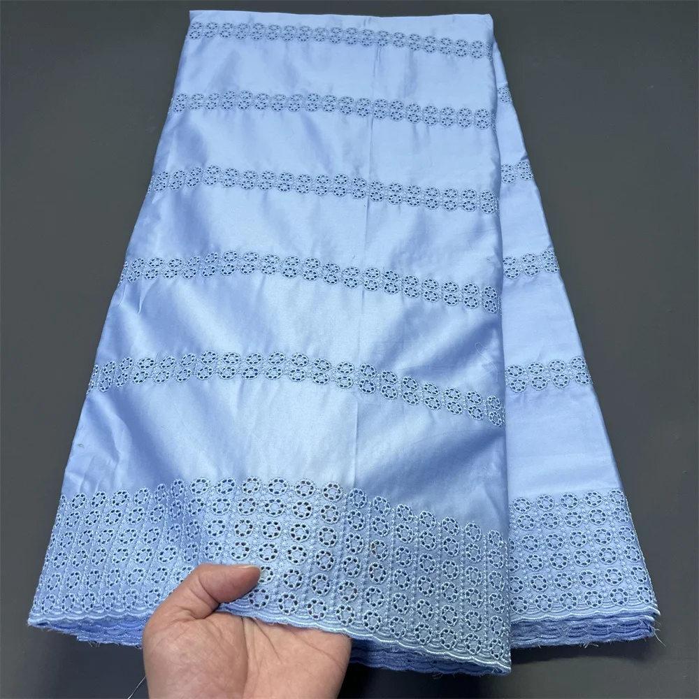 2026 African Nigerian Tulle Lace Fabric for Dress Sewing High Quality Damask Cotton Pure Embroidery Wedding Party hz1415 5Yard