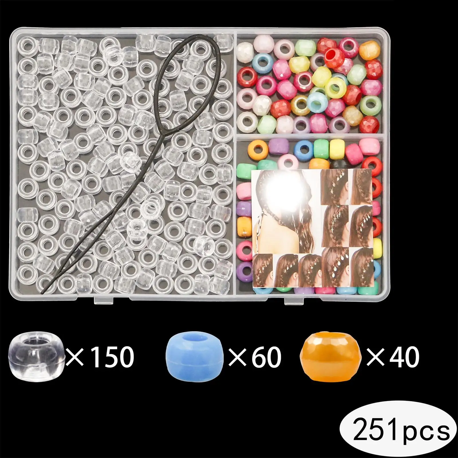 251x Multicolor Dreadlocks Hair Braid Beads, Bracelet Ornaments Hair Jewelry 9mm Hair Beads Kit Jewelry Making Kit