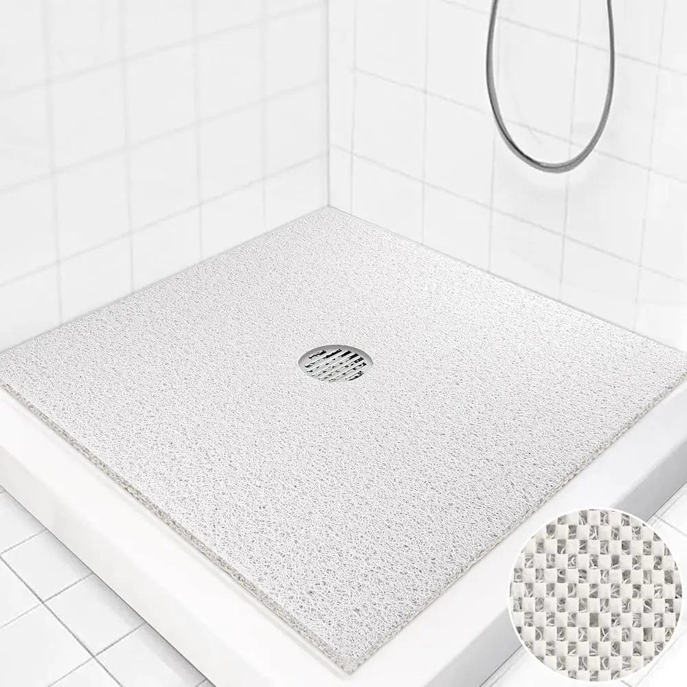 

Square Shower Mat Non Slip: 36 x 36 Inch Extra Large Loofah Shower Mats for Inside Shower - Anti Slip Shower Stall Matt with