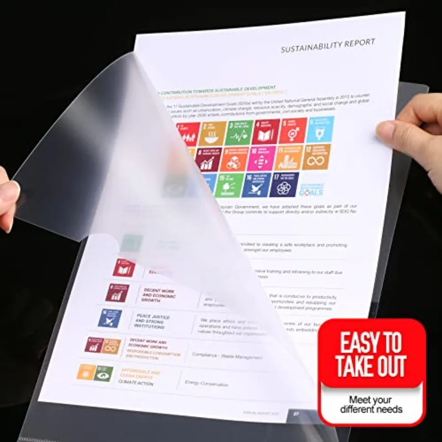 18-delige plastic mappen voor documenten Doorzichtig A4 Letter-formaat Bestandsmap Projectpotten Plastic hoezen voor papier 12,2 x 8,6