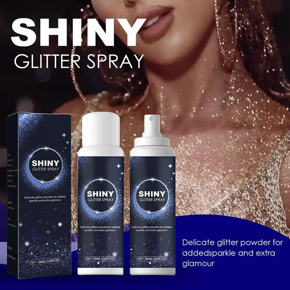 60ml Capelli Corpo Glitter Spray Sicuro Creativo Brillante Strumento di Trucco Attraente Corpo Lucido Glitter Evidenziatore Spray per Club X5L8