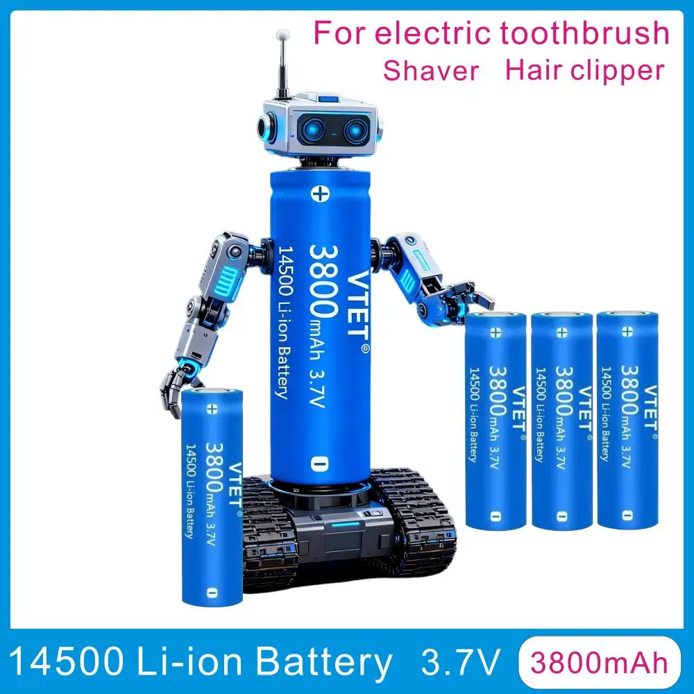 

14500 3.7V 3800mAh large capacity rechargeable li-ion battery suitable for electric toothbrushes hair clippers razors toy car
