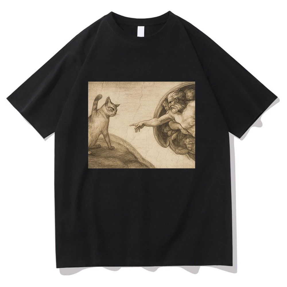 Heavenly Cat T Shirt Ironic Cat Fahsion Women/men Clothing Cotton Graphic T Shirts Kawaii Vintage Clothes for Cat Lover Gift