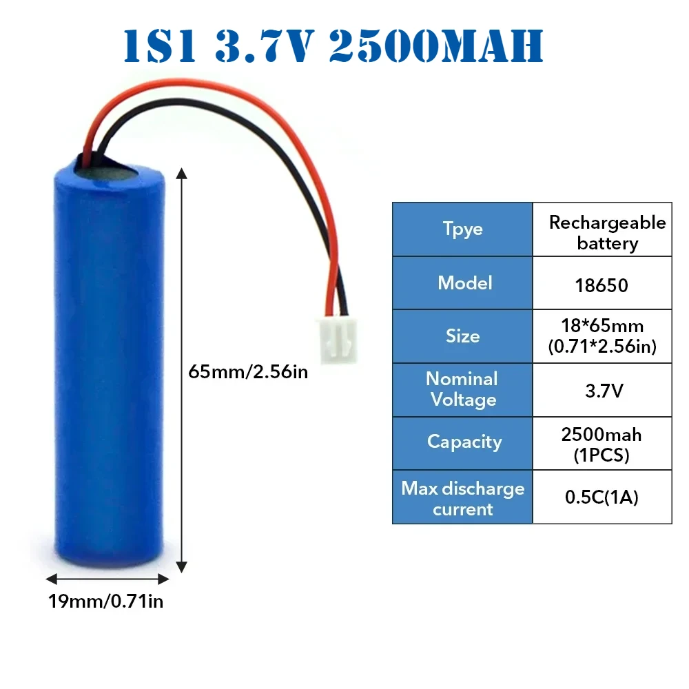 3.7V 3500mAh Rechargeable 18650 Lithium Battery 1S1P with PCB XH2.54-2P Battery for Fishing LEDLight Bluetooth Speaker Bluetooth