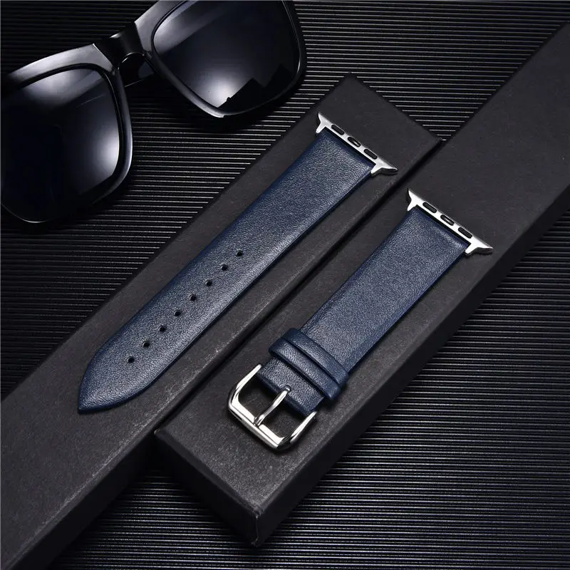 Soft Bracelet Genuine Leather Band for Apple Watch 42MM 38MM 44MM 40MM 41MM 45MM Strap for IWatch 8 7 6 SE 5 4 3 Wristband Belt