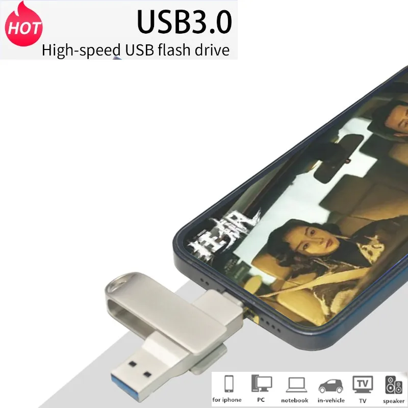 

USB Flash Drive OTG 2 in 1 Pendrive For iPhone/ipad/ Pen Drive For iOS External Storage Devices High speed 512G 256G 2T 1T