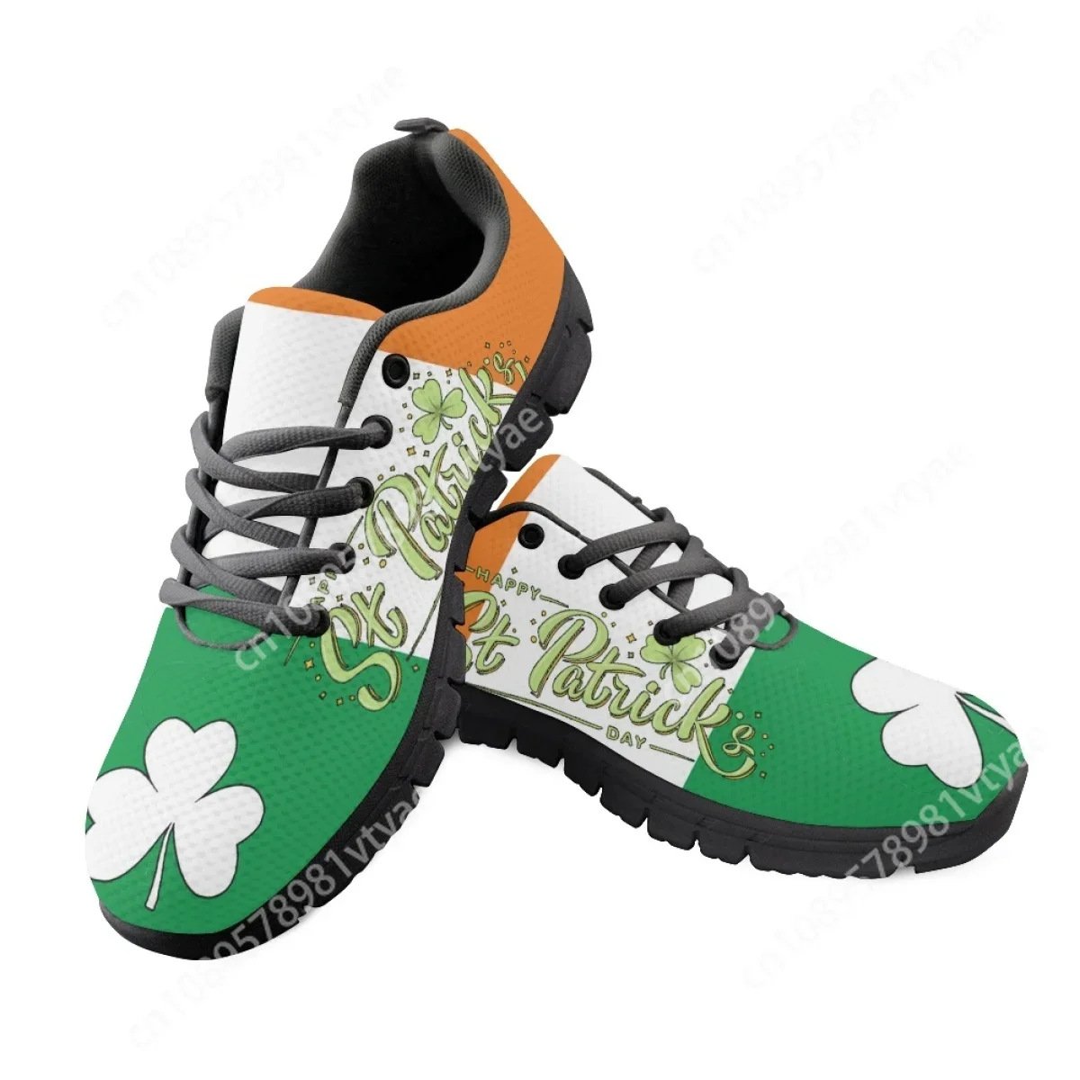 

Custom Made St. Patrick's Day Design Women Casual Sneakers Ireland Flag Print Ladies Flat Shoes Comfortable Lace up Walk Shoes