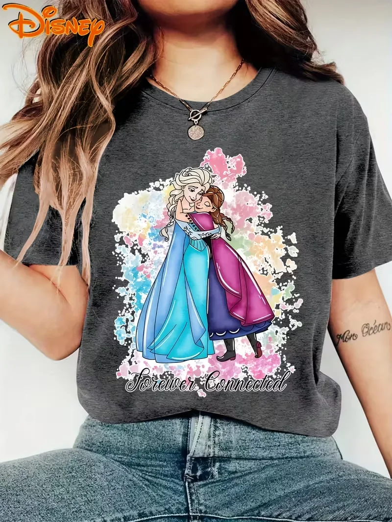 Mode frauen Disney Prinzessin T Shirt Männer Baumwolle T Oansatz Casual Oversize Kurzarm Streetwear Top Lose Dunkelgrau Trendy