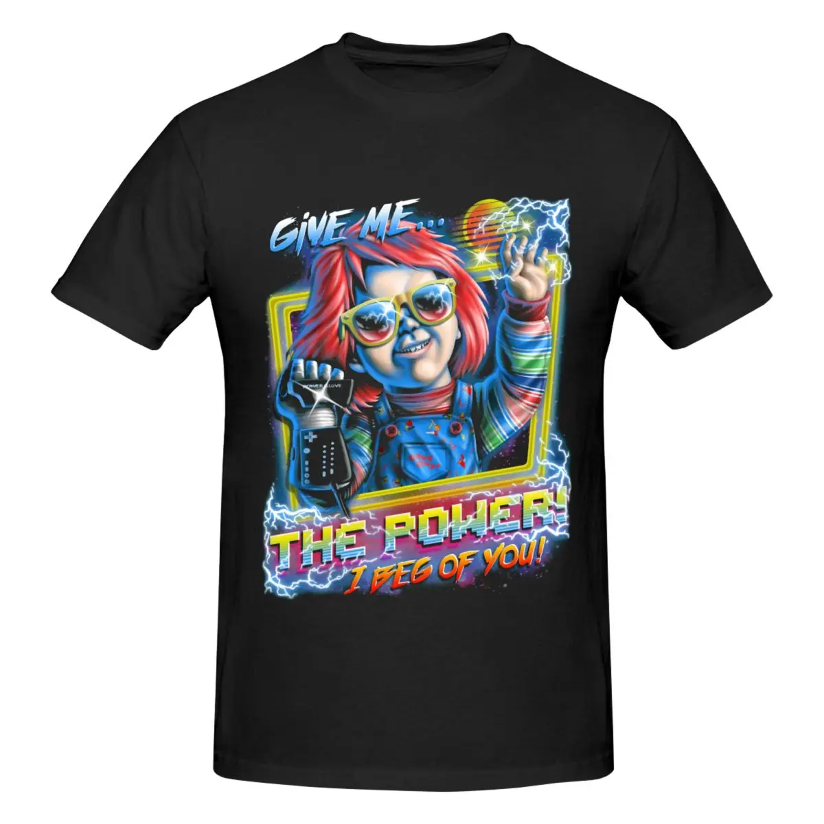 

Мужская футболка Give Me The Power C-Chucky, уличная хлопковая мужская футболка большого размера с круглым вырезом и рукавами