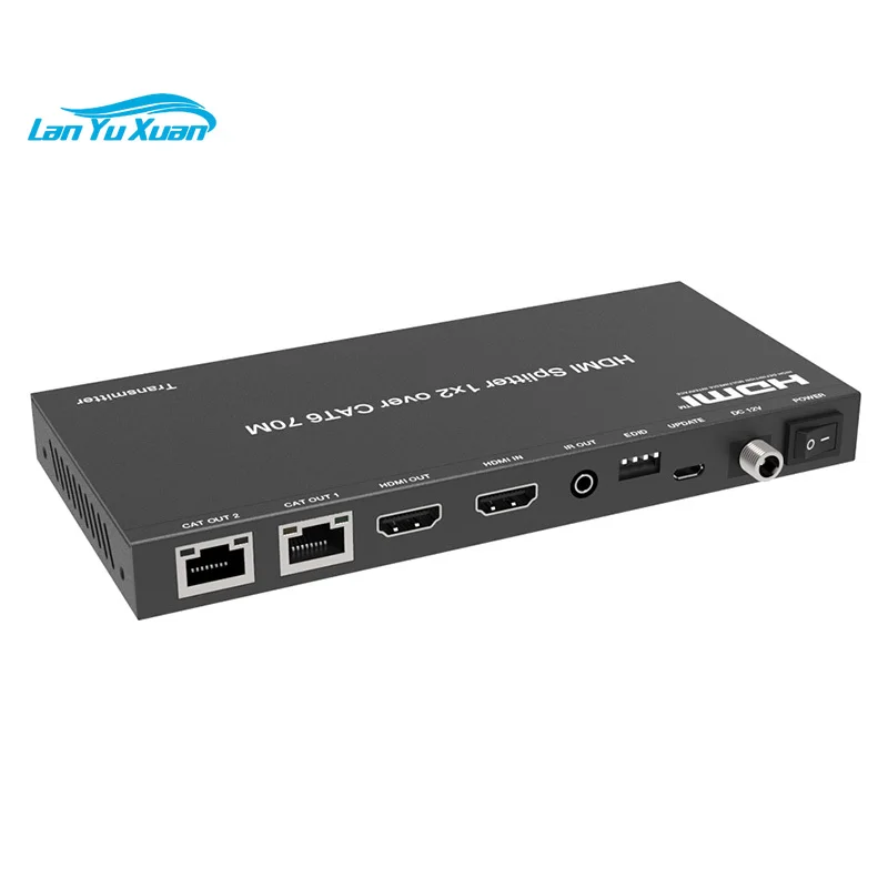 High Performance 4K30Hz 1X2 HDMI Splitter 10.2Gbps 1X2 HDMI Over CAT 70M HDMI Extender with Local Loopout and IR Ocntrol