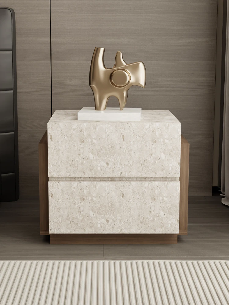 

Mountain Italian solid wood haute couture bedside table modern minimalist bedroom home design small apartment storage bedside ca