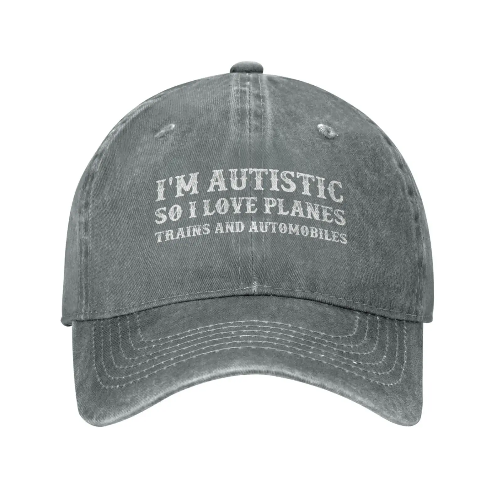 Baseball Cap I'm Autistic So I Love Planes Trains and Automobiles Vintage for Men Women Denim Hat Washed Cotton Fashion