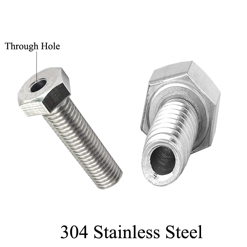 

M6*10/12/16/20/25/30mm 3.2mm Through Hole 304 Stainless Steel Bolt External Hexagon Head Lamp Tubular Cannulated Hollow Screw