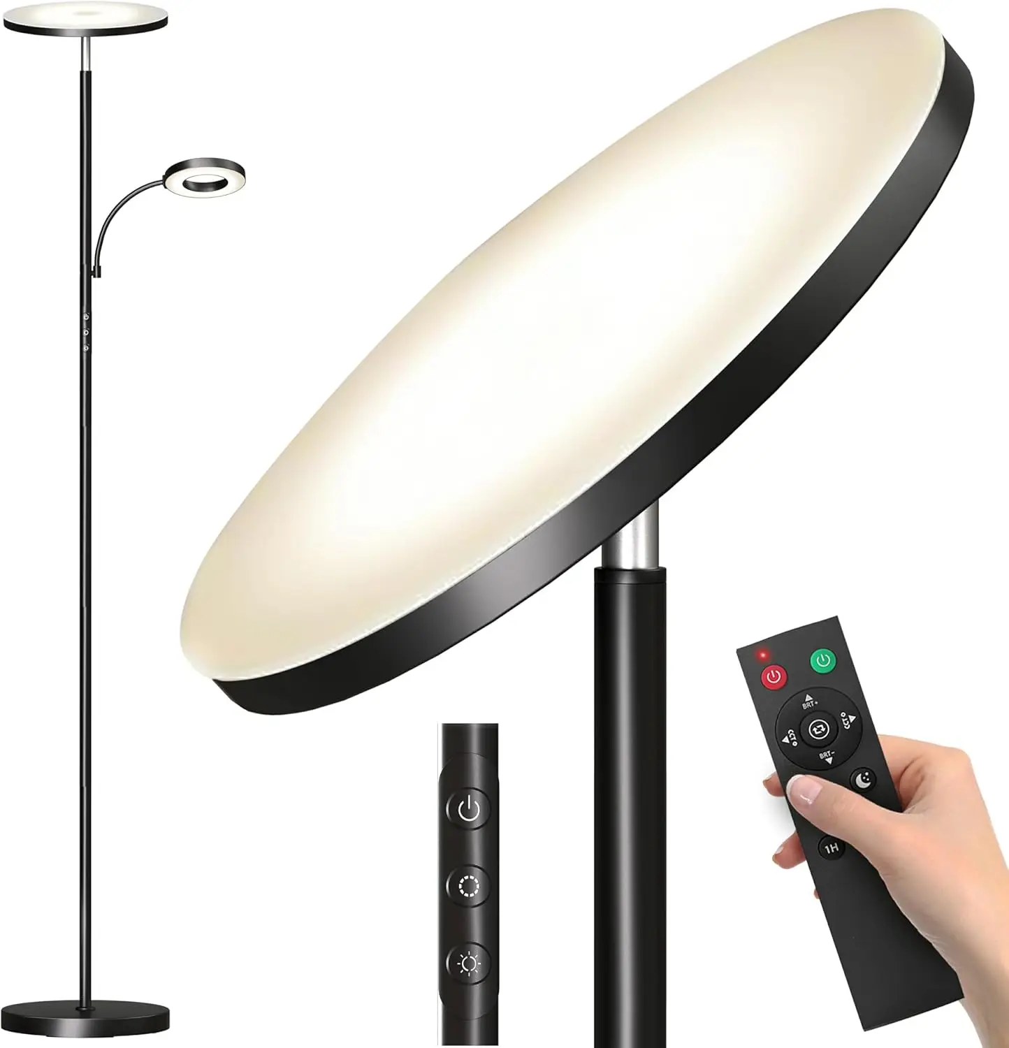 

Super Bright Dimmable LED Floor Lamp with Remote & Touch Control, Adjustable for Living Room Bedroom