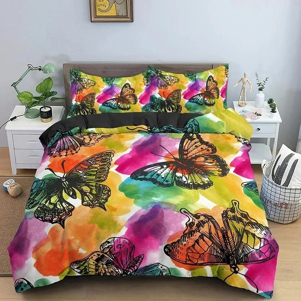 Butterfly Daisy Bedding Set Duvet Cover Sheet Printed Bed Set Pillowcase Bed Full Queen King Size Comforter Bedroom