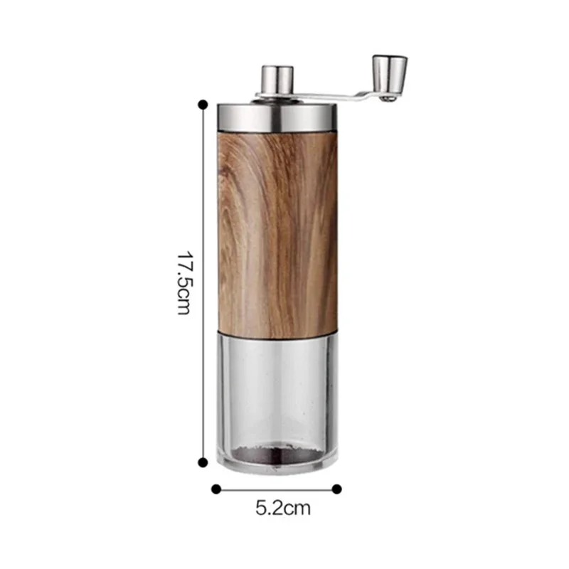 Portable Wood Grain Hand Coffee Grinder, Stainless Steel Crank Manual Coffee Bean Mill Kitchen Accessory view 6