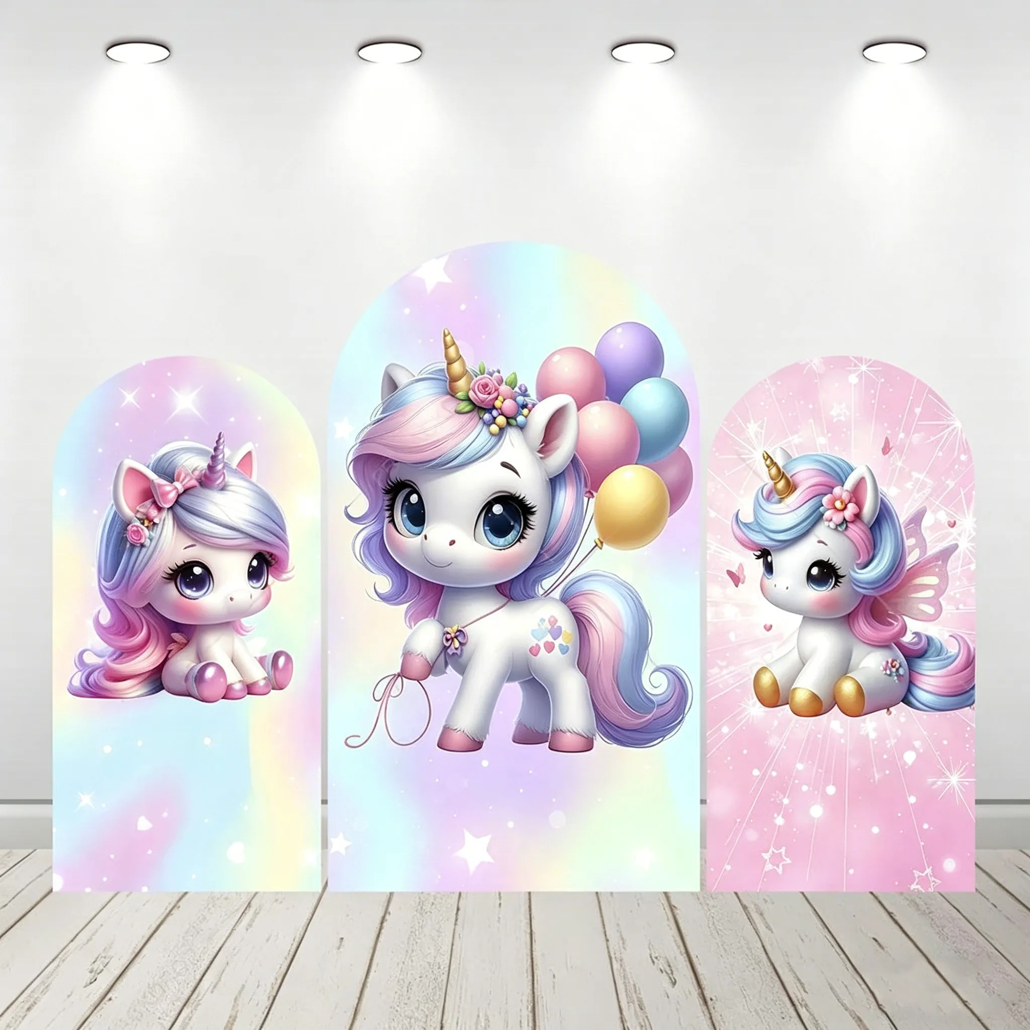 

LS Unicorn Girl 1st Birthday Party Arch Backdrop Photography Colourful Balloons Rainbow Glitter Background Newborn Photo