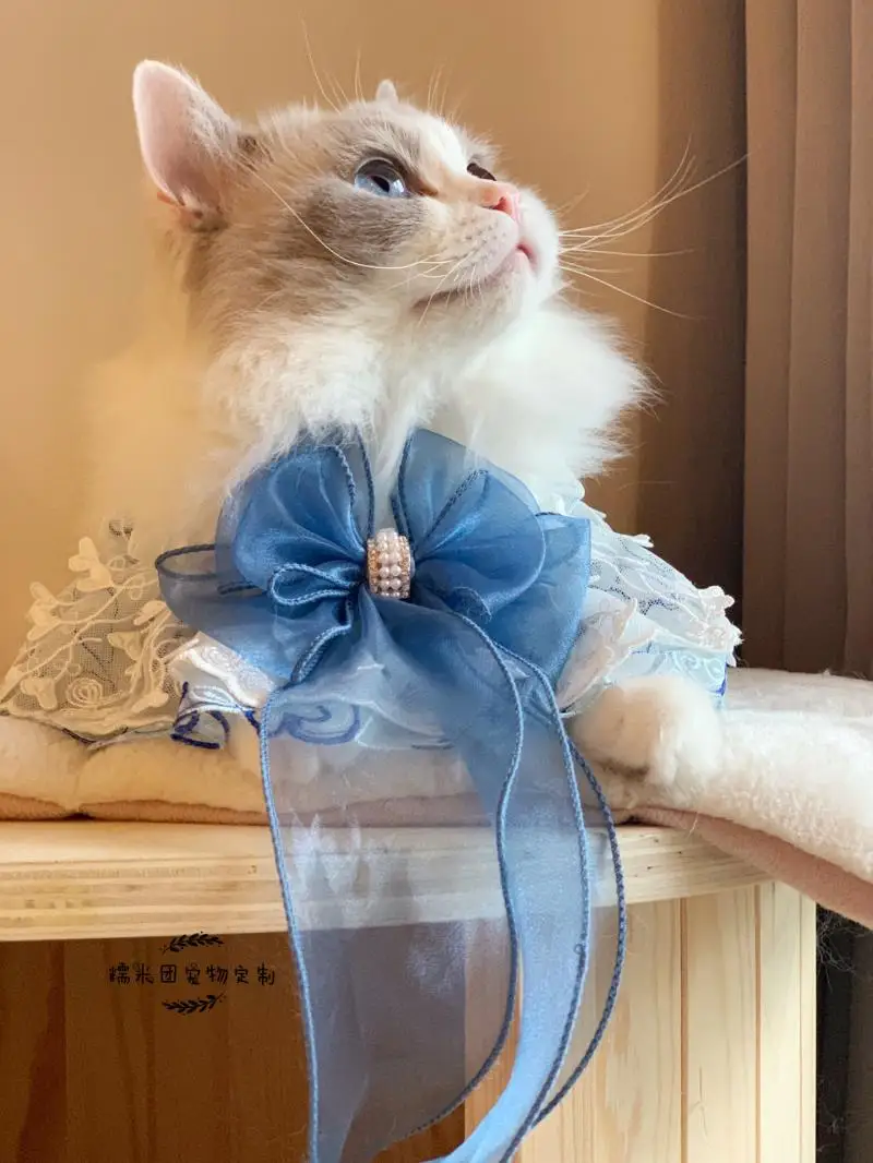 Handmade Original Custom Cat Dog Fairy Bow Ribbon Collar Pet Bandana Princess Elegant Pet Collar Puppy Katten Accessories