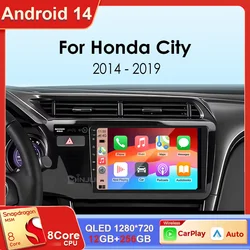 for Honda City 2014 2015 2016 2017 2018 2019 Android 15 Qualcomm Car Radio GPS Navi QLED Screen Car Player WIFI BT 4G Head unit