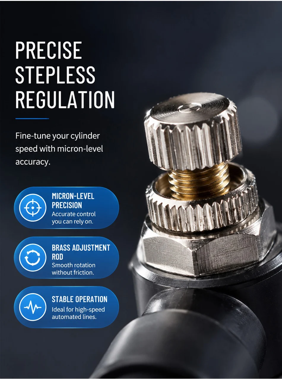 5PCS SL Type Pneumatic Speed Regulating Valve 6mm Tube M5 1/8" 1/4" 3/8" 1/2" Thread Throttle Fitting Air Hose Quick Connectors T&I Online Store