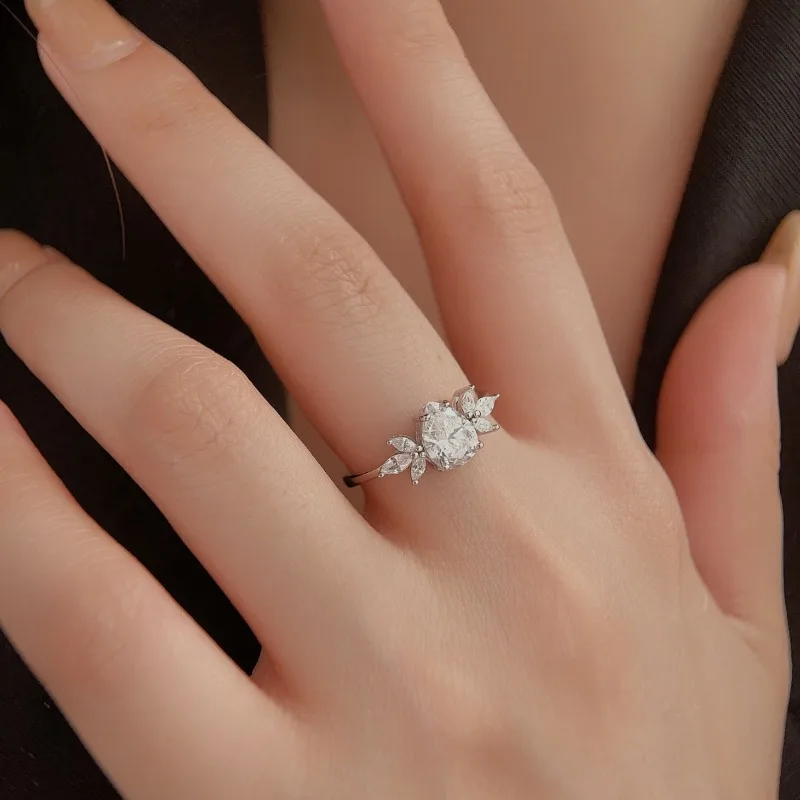 خاتم من الفضة الإسترليني S925، خاتم حب على شكل قلب، خاتم نسائي بتصميم بسيط.