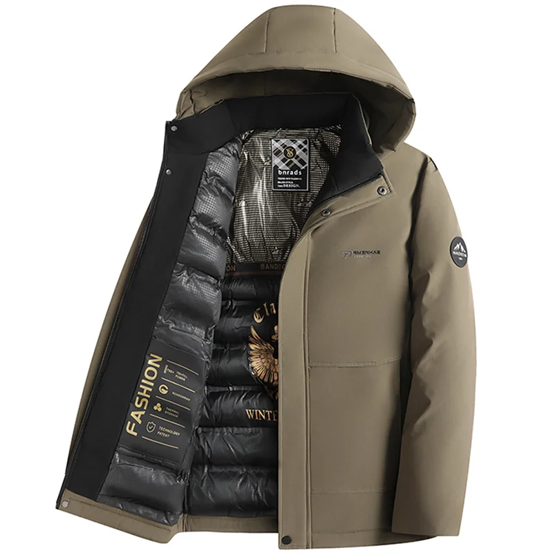 Parka larga de invierno para hombre, Abrigo con capucha a prueba de viento, acolchado de algodón, chaqueta con capucha extraíble gruesa informal, el sombrero se puede quitar, 2026