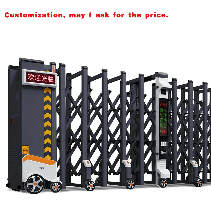 custom.Automatic Double Door Retractable Stainless Steel Gate Outdoor Use in Factories and Hotels
