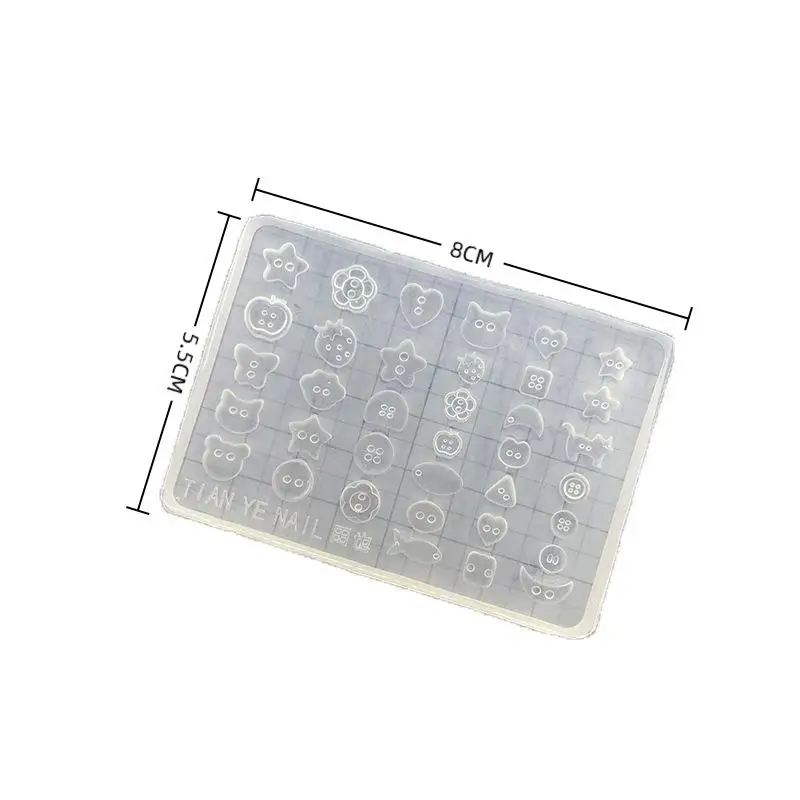 3D Buttons Nail Art Mold Silicone Cute Nail Charms ToolWomen DIY Manicure Multi Shapes Button Small Model Resin Buckle Supplies