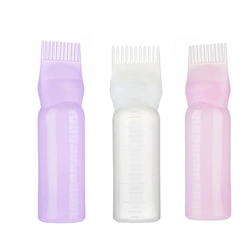 

4 Color Salon Hair Oil Applicator Bottle Professional Hairdressing Dyeing Comb Bottles Barbershop Hairdresser Coloring Supplies