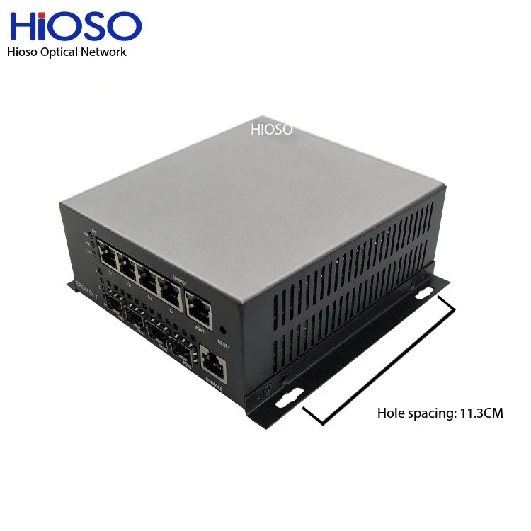 HIOSO Mini OLT EPON 4-Port FTTH Fiber Optic Equipment DC12V with WEB SNMP CLI 256 Users 4x1000M RJ45 Compatible for Huawei ZTE - view 5