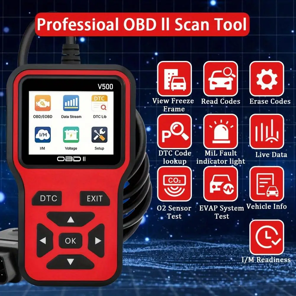 Universal OBD2 Scanner Diagnostic Tool Code Reader  Engine Fault Detector with LCD Display